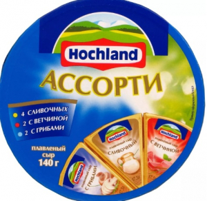Сыр плавленый "Hochland" Хохланд Ассорти Синее 140гр 