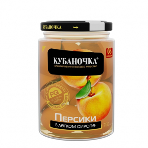 Персики в лёгком сиропе "Кубаночка" 750 гр.