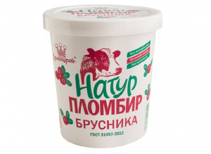 Мороженое "Натуральный пломбир" брусника (Гроспирон) ведро 410 гр.