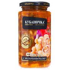 Фасоль с шампиньонами "Кубаночка" ст/б 500 гр.