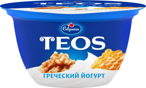 Йогурт густой "TEOS" орех-мёд 2% 250 гр. пл.ст.