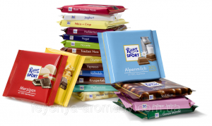 Шоколад молочный Ritter Sport в ассортименте 100гр