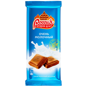 Молочный шоколад "Россия-щедрая душа" очень молочный 90гр