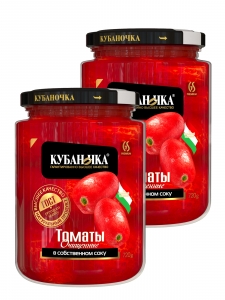 Томаты очищенные в томатном соке "Кубаночка" ст/б 720 гр. 