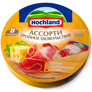 Сыр плавленый "Hochland" Хохланд Ассорти тройное удовольствие  140 г