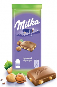 Молочный шоколад "Milka" цельный фундук 85 гр.