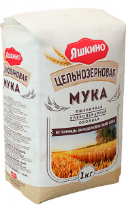 Мука "Яшкино" пшеничная цельнозерновая 1 кг.