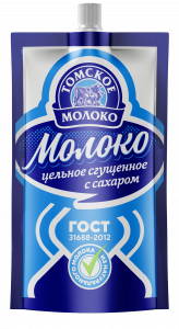 Молоко "Томское Молоко" сгущённое с сахаром дойпак 8,5% 270гр.