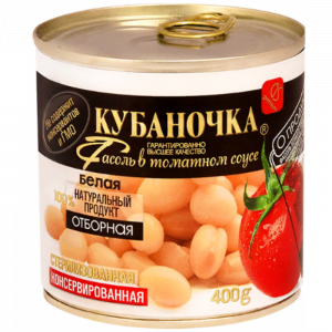 Фасоль белая в томат.соусе "Кубаночка" ж/б 400 гр.